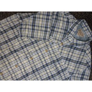 Duluth‎ Shirt LT Blue Yellow Plaid Armachillo Lightweight Wicking Vented 475205